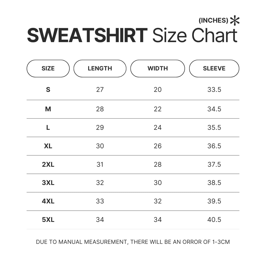 Sweatshirt Size Chart - Bob's Burgers Gifts