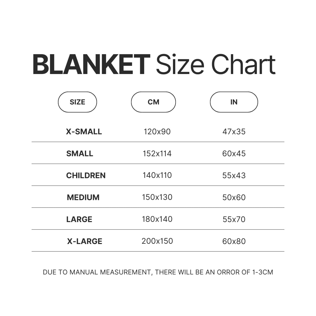 Blanket Size Chart - Bob's Burgers Gifts