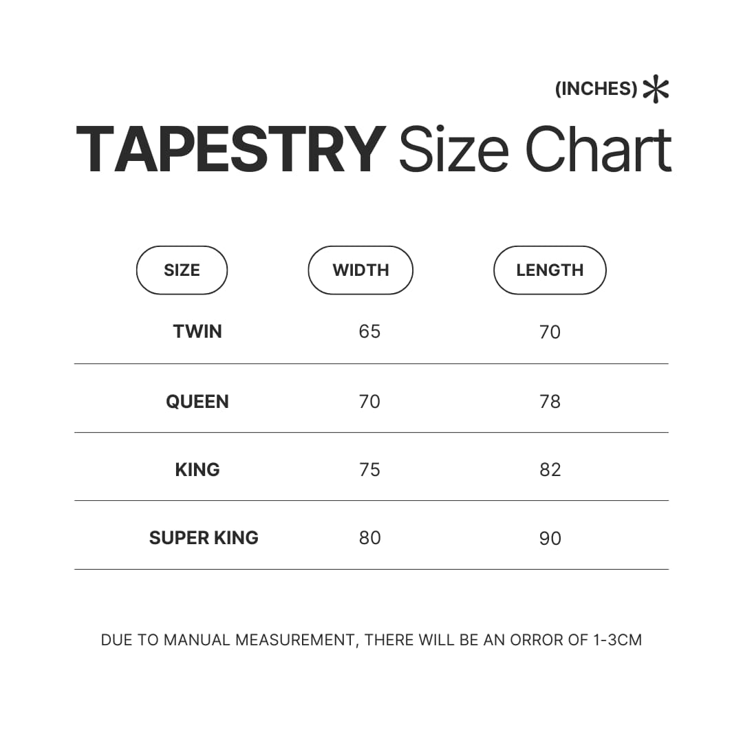 Tapestry Size Chart - Bob's Burgers Gifts